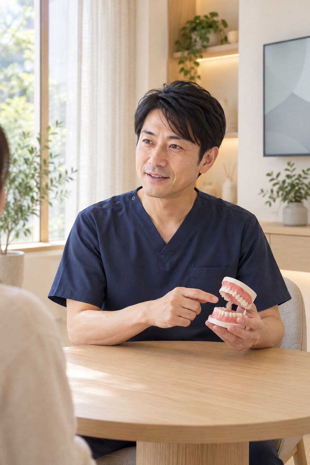 院長が模型を使って説明する様子