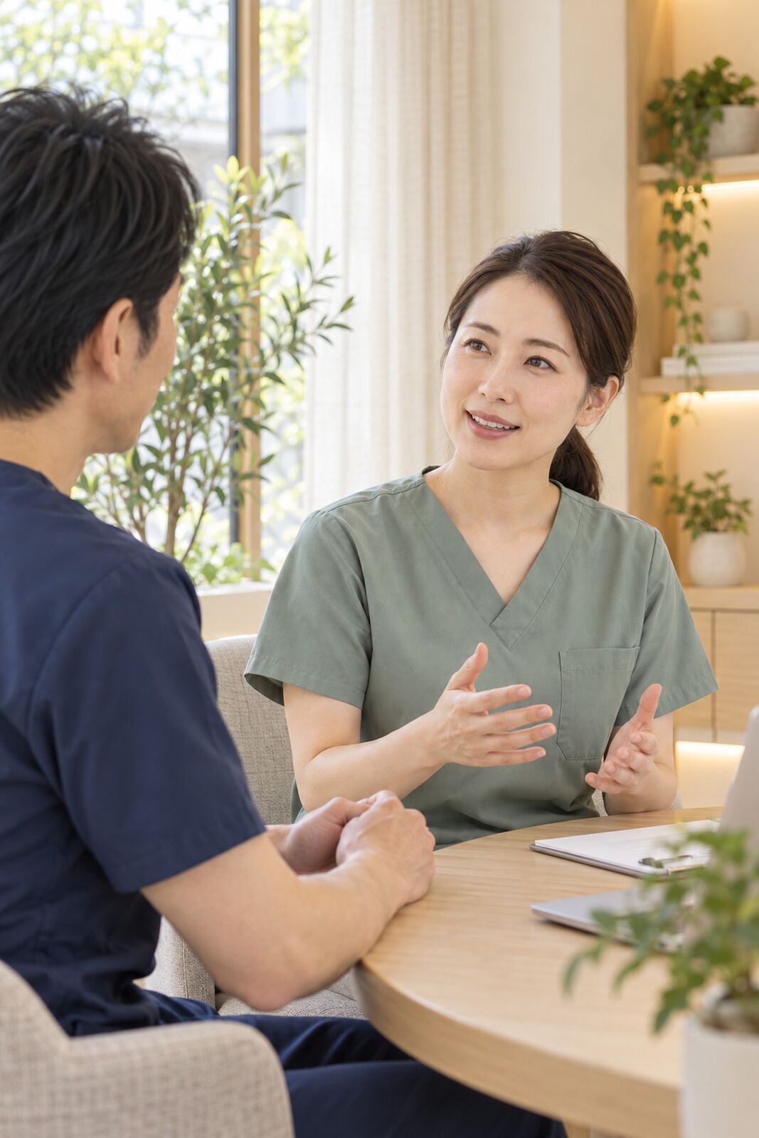 佐藤が院長と話している様子