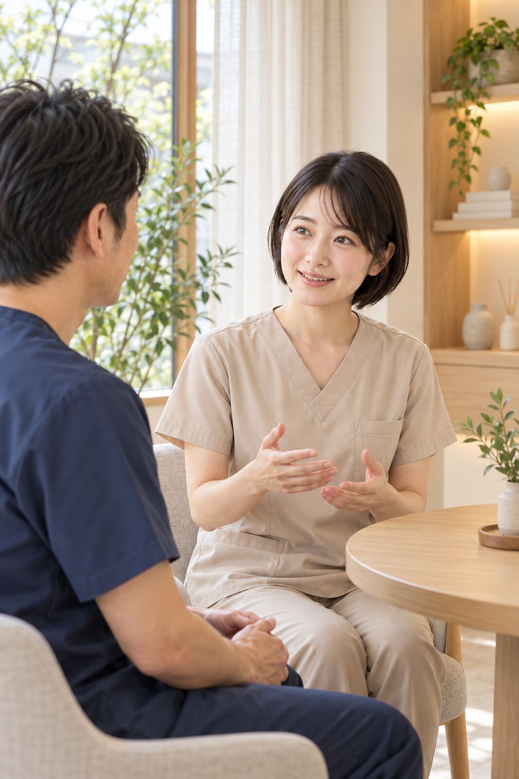中村が院長と話している様子