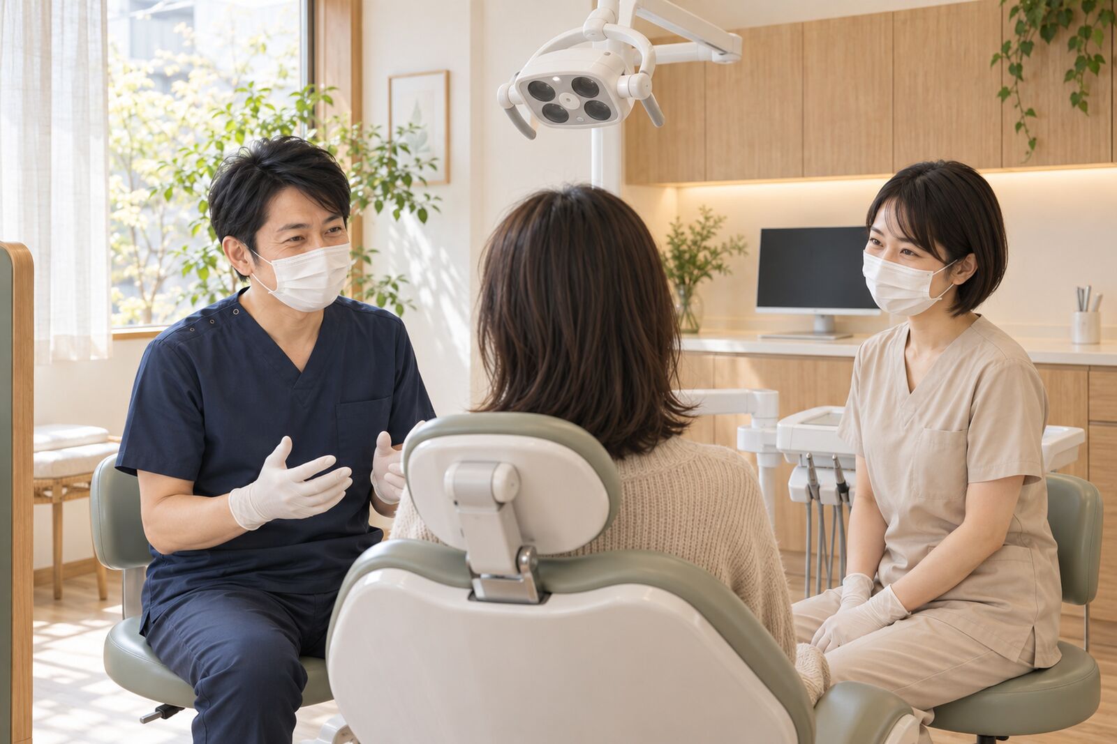 院長が診療前に患者へ声をかける様子